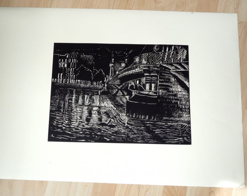 Hammersmith Bridge By Night (original print)