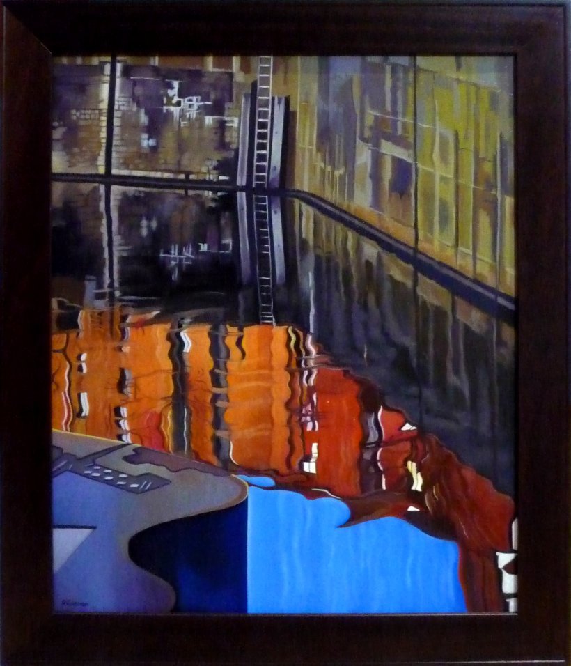 Albert Dock (original oil painting, framed)