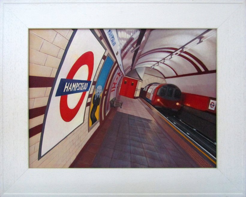 Hampstead Northbound (original oil painting, framed)